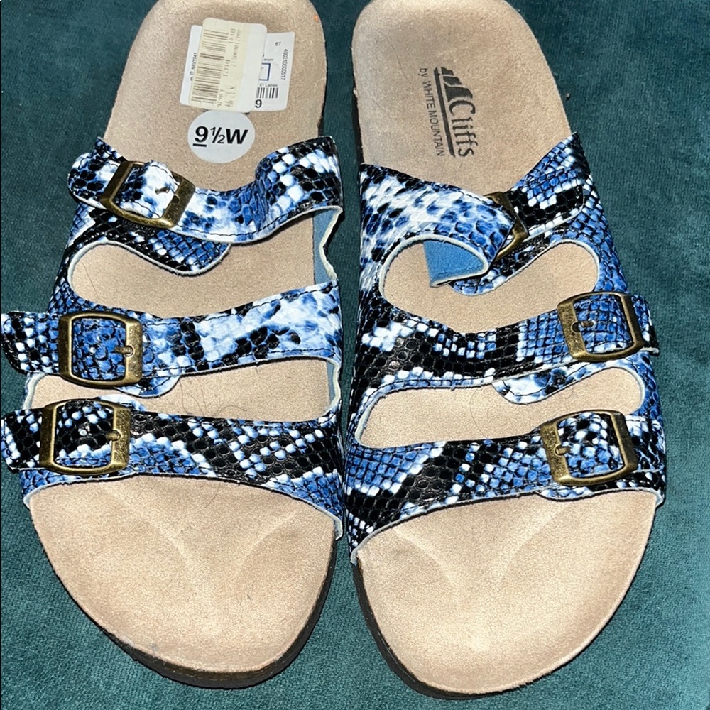 Cliffs by White Mountain Blue Snake Print Sandals